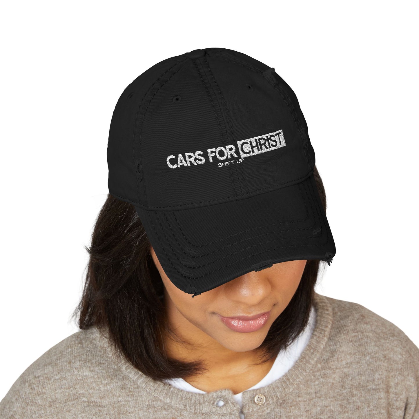 Distressed Hat White