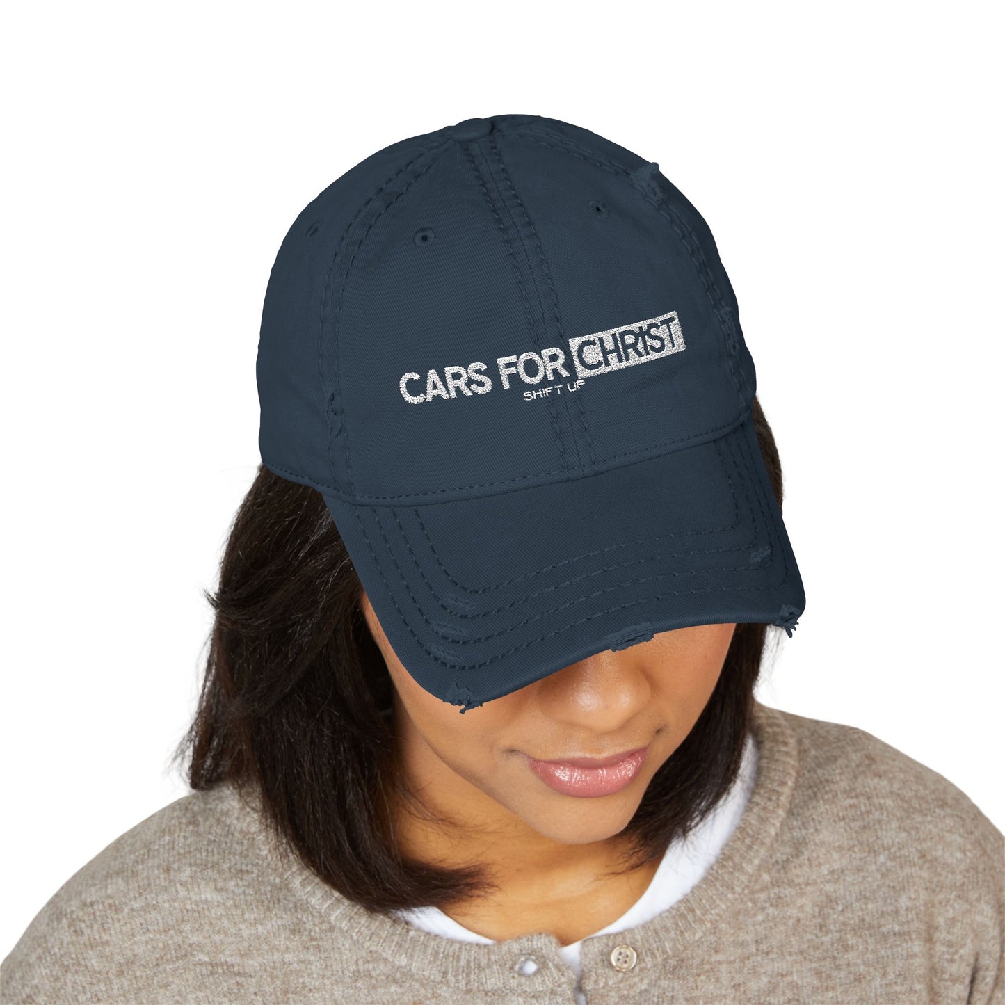 Distressed Hat White