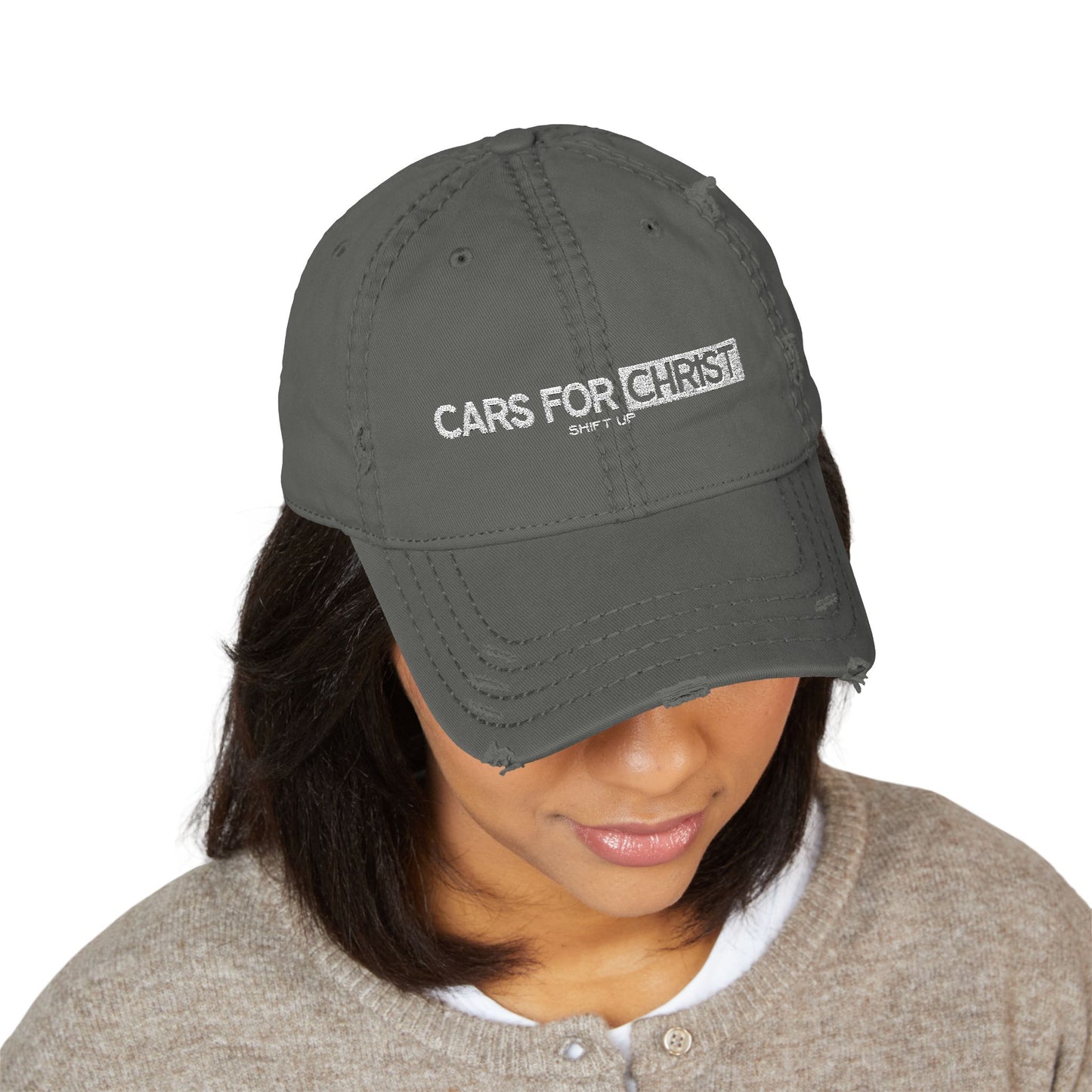 Distressed Hat White